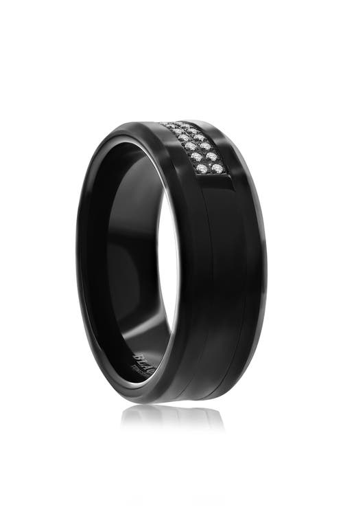 Blackjack Black Tungsten Cubic Zirconia Band Ring In Black