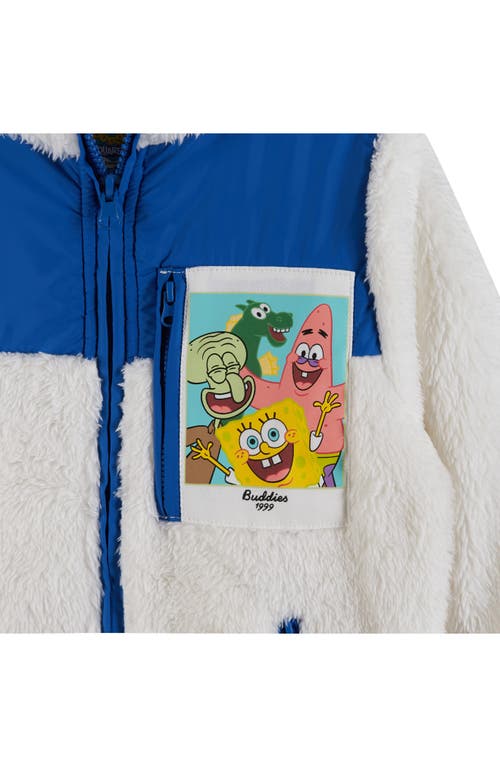 Shop Andy & Evan Kids' Spongebob Squarepants™ Bikini Bottom Faux Fur Jacket In Blue/white Multi