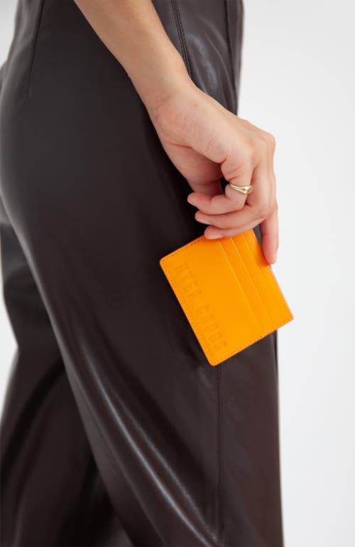 Shop Hyer Goods Upcycled Leather Card Wallet In Neon Orange