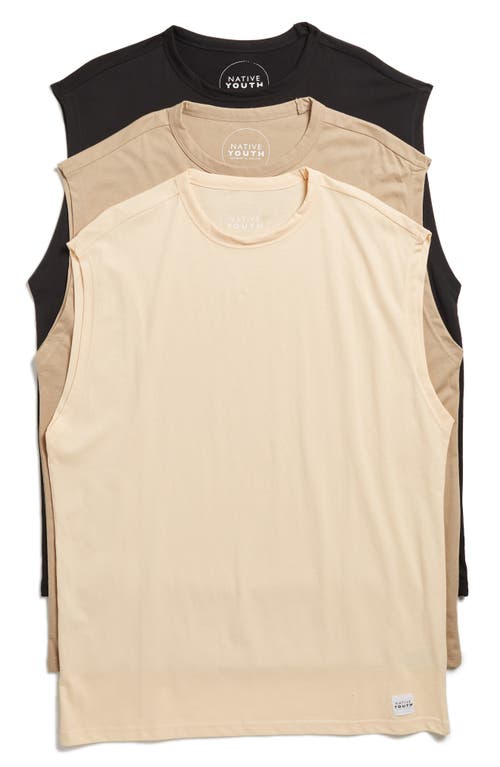 Shop Native Youth Assorted 3-pack Vest Tank Tops In Black/peach/clay