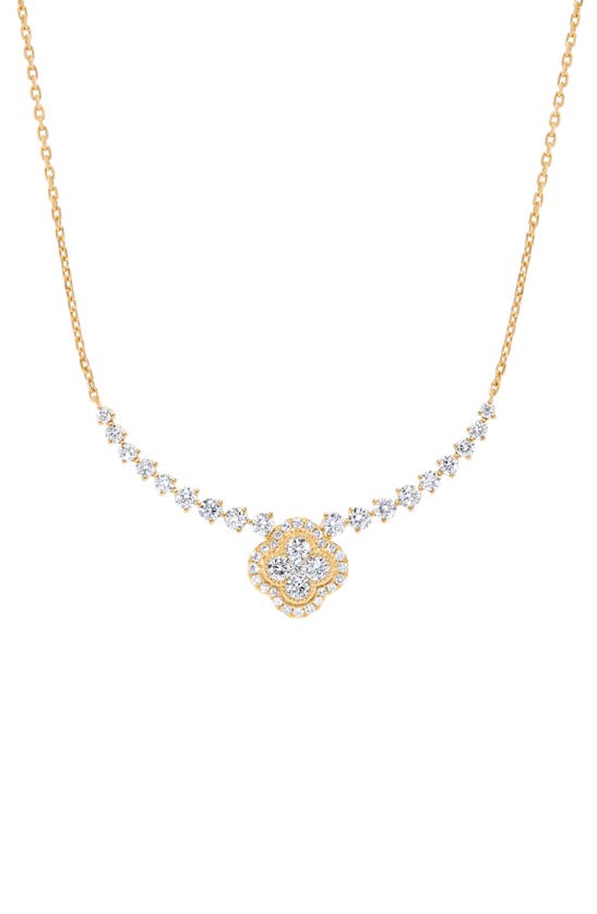 H.j. Namdar 14k Yellow Gold Diamond Clover Halo Pendant Necklace
