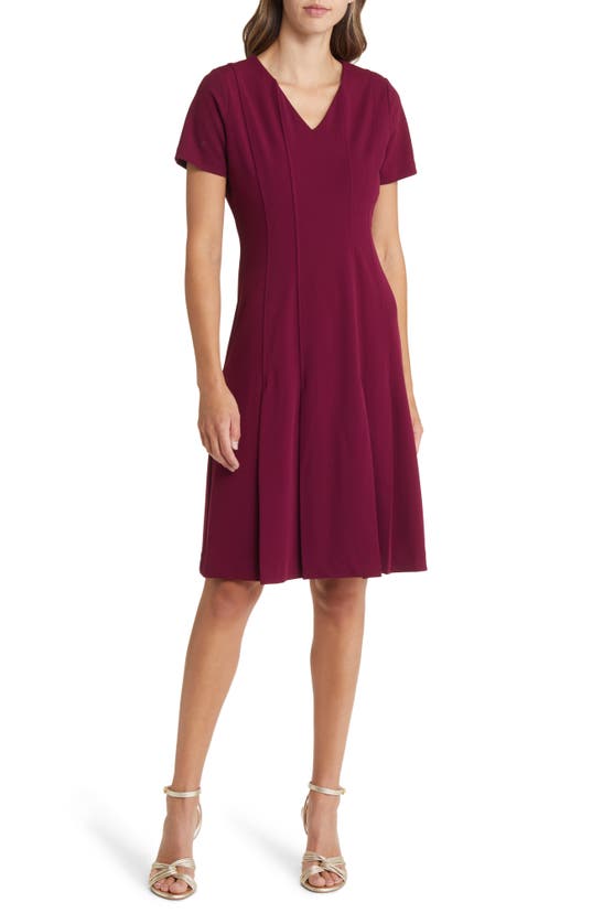 Shop Tahari Asl V-neck Dress In Wine