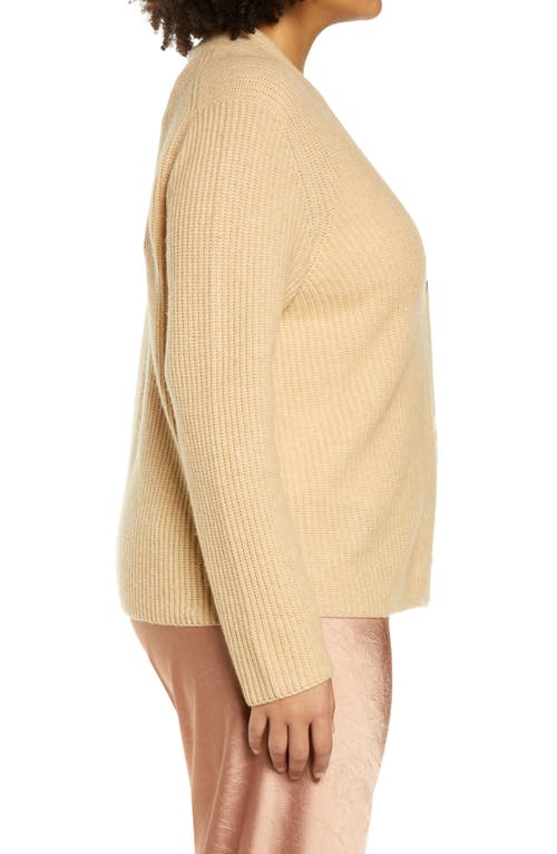 Vince Raised Collared Wool & Cashmere-blend Cardigan In Light Brass