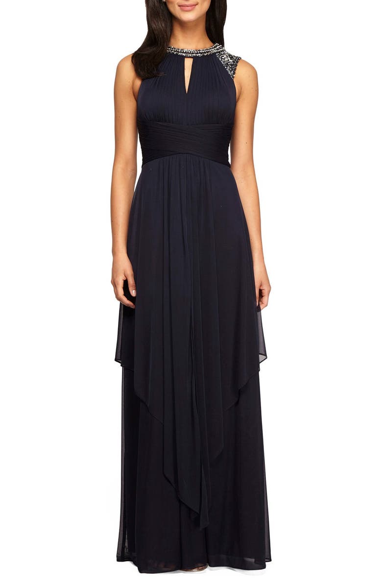 Alex Evenings Embellished Chiffon A-Line Gown | Nordstrom