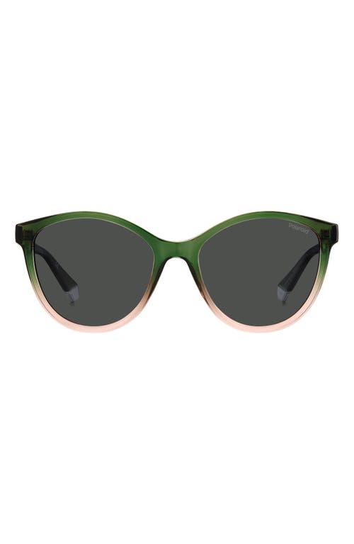54mm Polarized Round Sunglasses in Green Pink/Grey Polarized