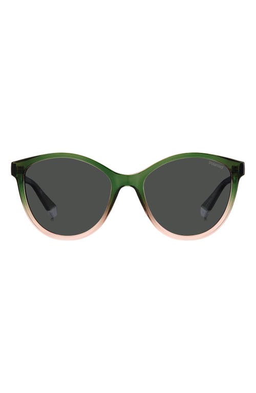 Polaroid 54mm Polarized Round Sunglasses In Green Pink/grey Polarized