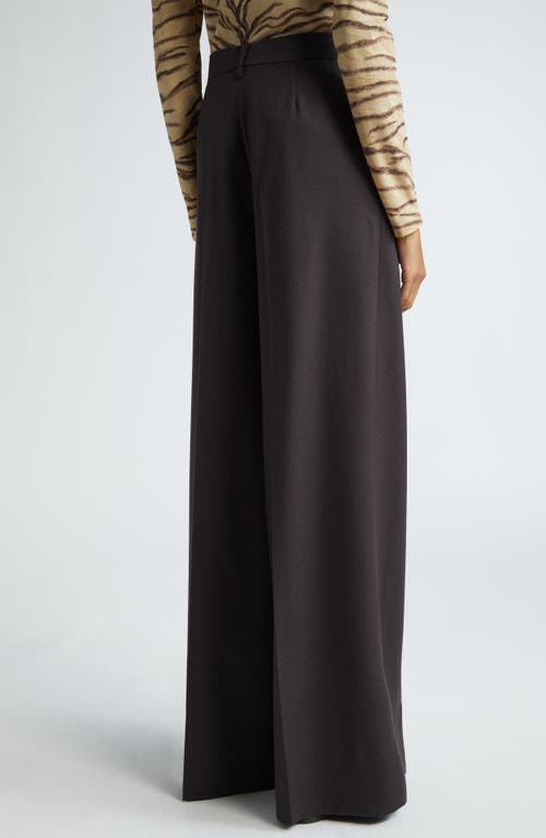 Stella Mccartney Wool Flannel Flare Trousers In Dark Chocolate