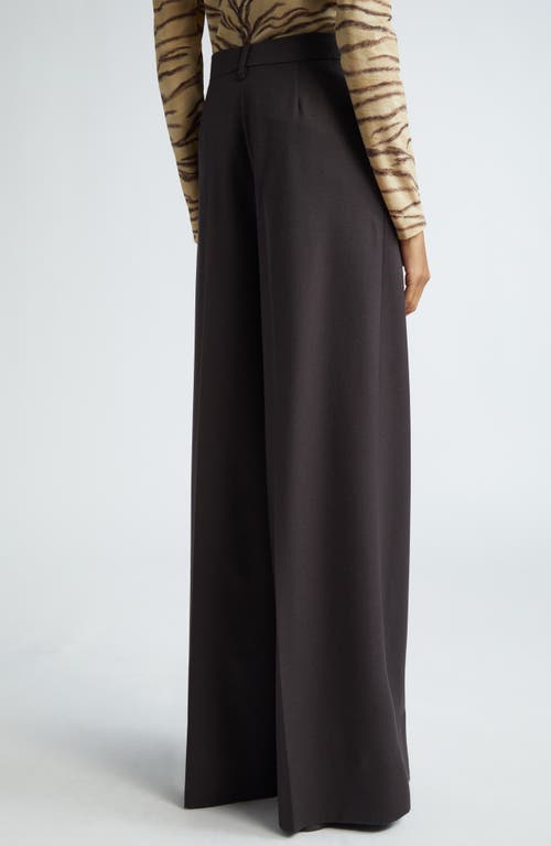 Shop Stella Mccartney Wool Flannel Flare Trousers In Dark Chocolate