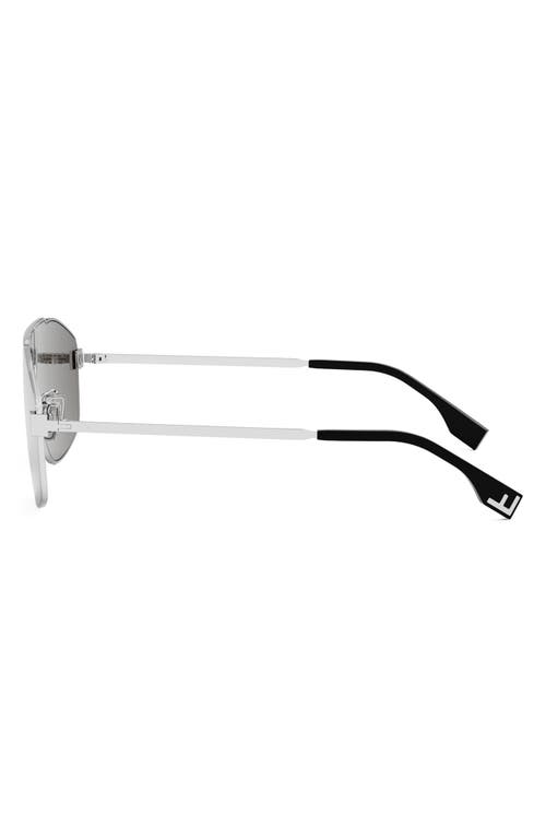 Shop Fendi ' Sky Mask Sunglasses In Shiny Palladium/smoke Mirror