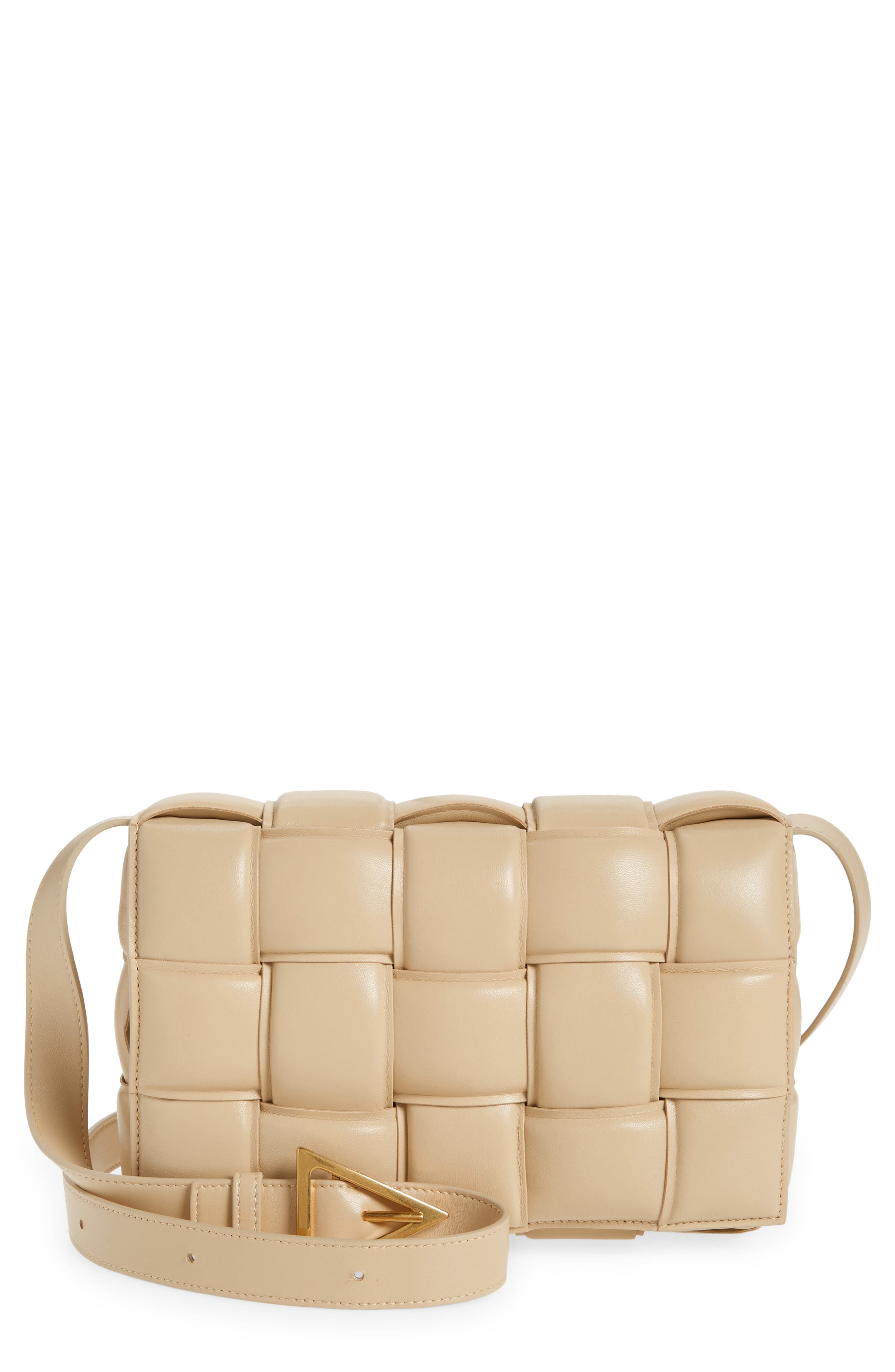 Bottega Veneta Small Loop Intrecciato Leather Shoulder Bag In Porridge Gold