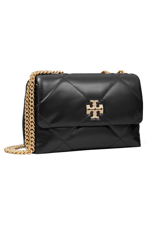 Tory Burch Kira Diamond Quilted Leather Small Convertible Shoulder Bag In Black