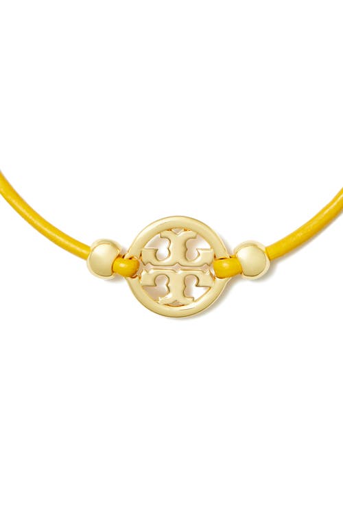 Shop Tory Burch Miller Logo Slider Bracelet In Tory Gold/goldfinch