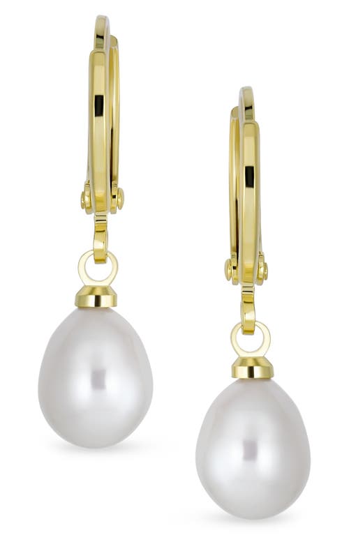 Bling Jewelry Classic Bridal Freshwater Pearl Drop Huggie Earrings In White
