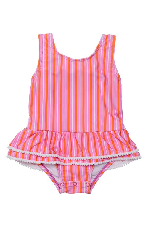 Snapper Rock Stripy Sunset One-Piece Swimsuit in Pink 