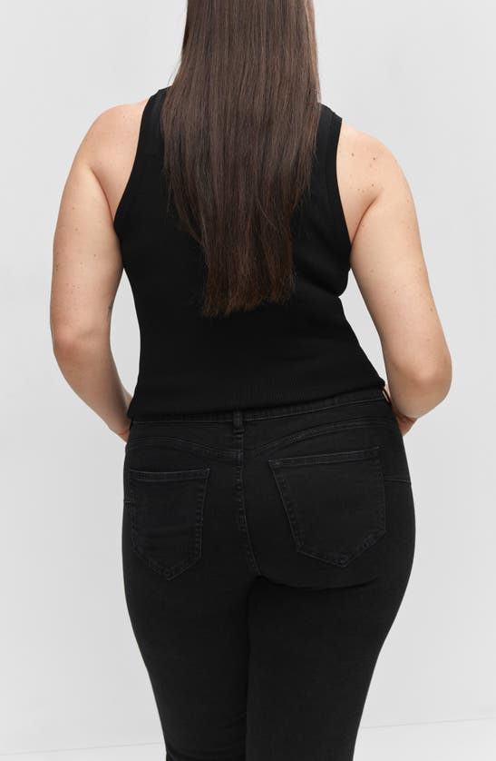 Shop Mango Low Rise Skinny Push-up Jeans In Black Denim