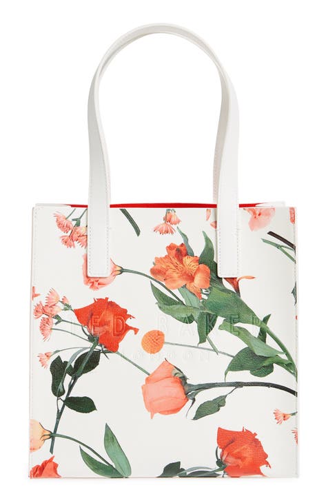 Flower Art Canvas Bag With Pocket and Mini Flowers Embroidery