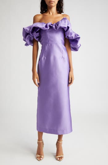 Adrianna Papell Women's Satin Jacquard MIDI Dress, Plush Lilac, 2 :  Clothing, Shoes & Jewelry 