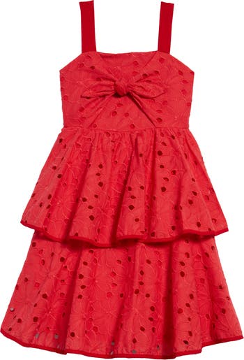 Marchesa Kids' Eyelet Embroidered Tiered Dress | Nordstrom