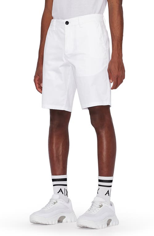 Slim Fit Stretch Chino Shorts in Solid White