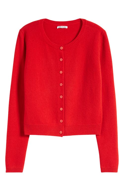 Reformation Clara Cashmere & Wool Crew Cardigan In Cherry