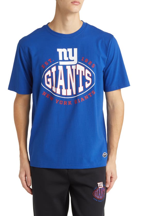 Hugo Boss Boss X Nfl Stretch Cotton Graphic T-shirt In New York Giants Dark Blue