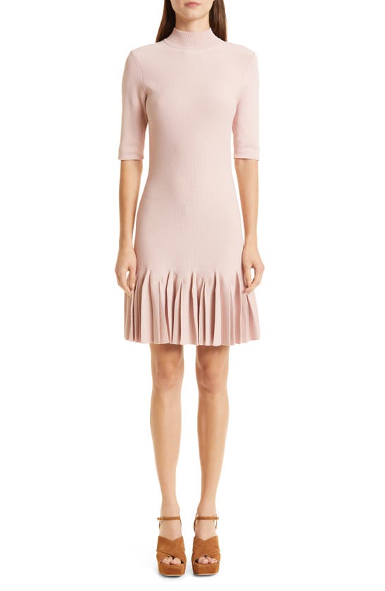 Ted Baker Canddy Pleat Hem Full Milano Sweater Dress In Dusky Pink