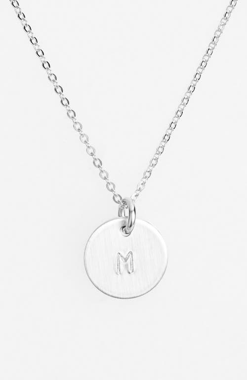 Sterling Silver Initial Mini Disc Necklace in Sterling Silver M