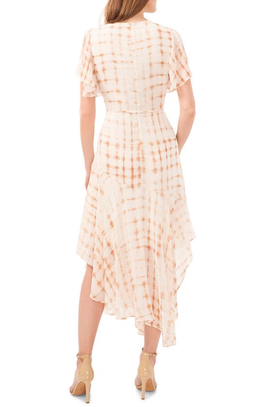 Shop Halogen (r) Print Flutter Sleeve Asymmetric Dress In Clay Spice