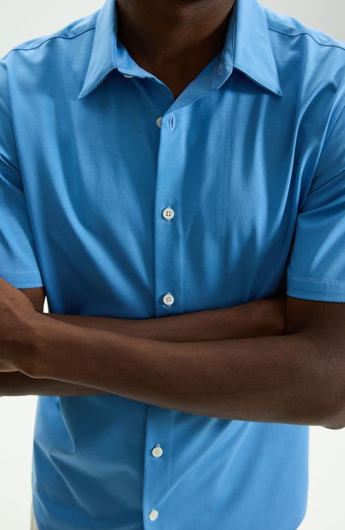 Shop Theory Irving Short Sleeve Button-up Shirt In Powder Blue