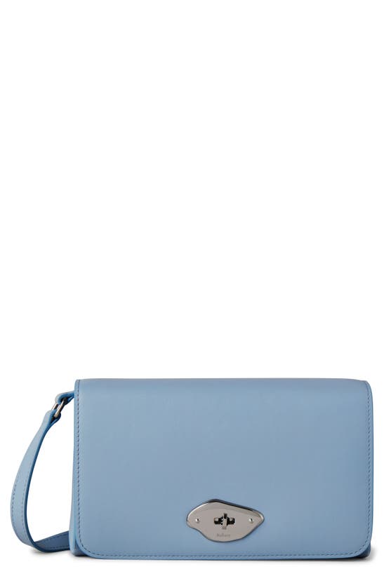 Mulberry Lana High Gloss Leather Wallet On A Strap In Poplin Blue