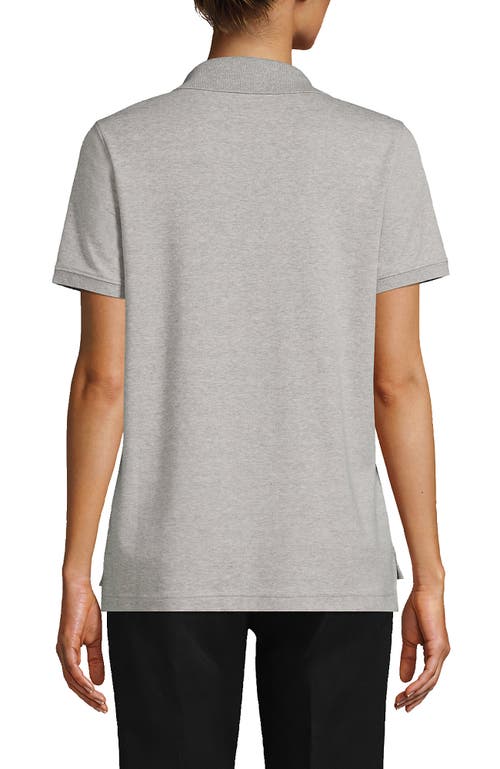 Lands' End School Uniform  Short Sleeve Interlock Polo Shirt In Gray Heather