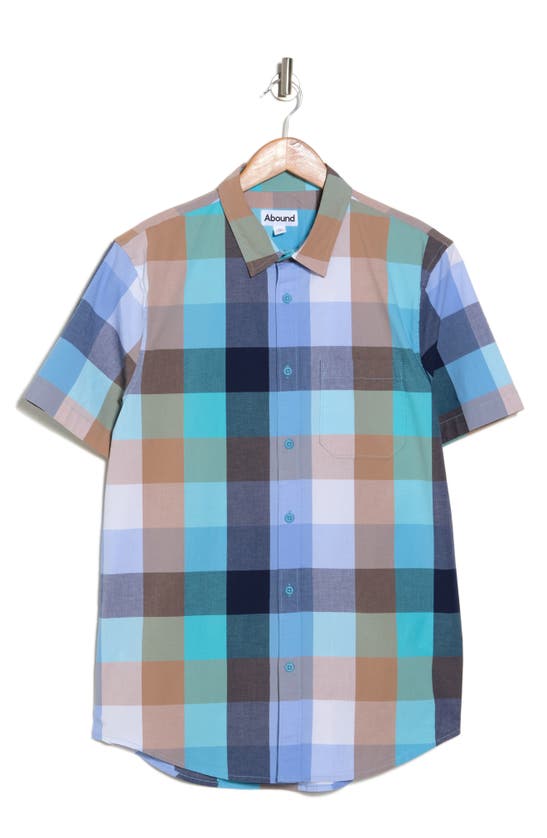Shop Abound Plaid Poplin Short Sleeve Button-up Shirt In Blue-multi Madras