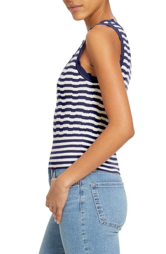 Sam Edelman Mariyah Scallop Tank Top In Navy Stripe