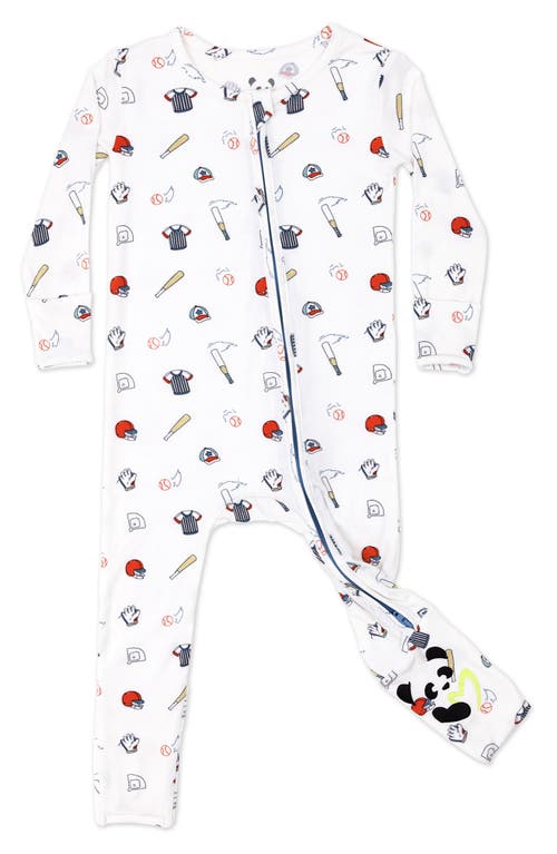 Bellabu Bear Babies'  Kids' Baseball Fitted Convertible One-piece Pajamas In White