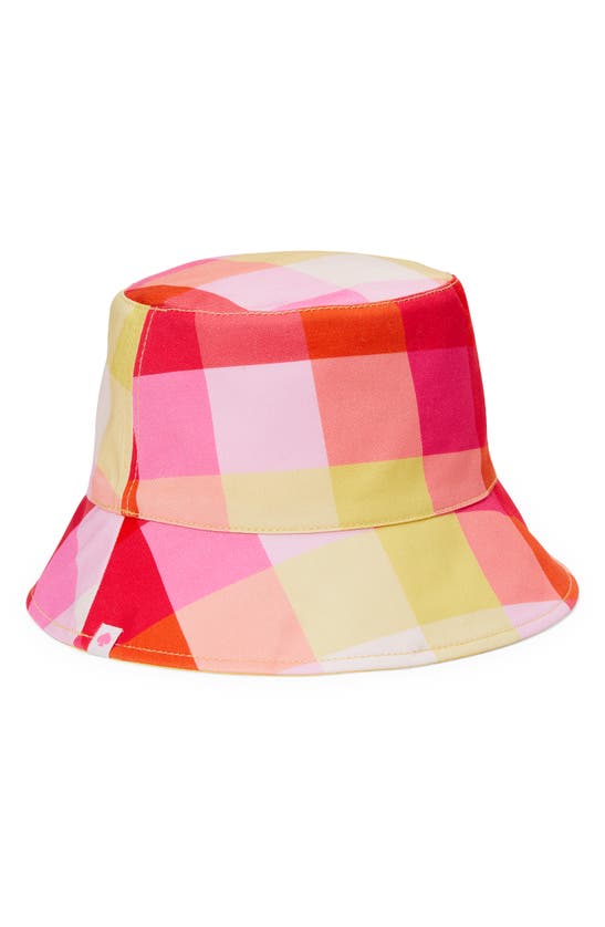 Shop Kate Spade Madras Plaid Reversible Bucket Hat In Pink Multi