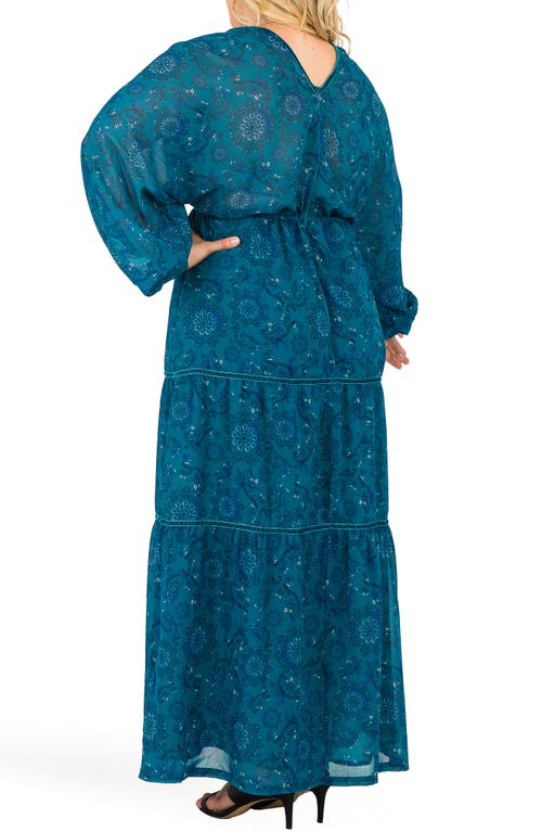 Shop Standards & Practices Maxine Floral Print Maxi Dress In Teal