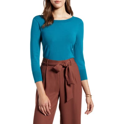 Halogen V-Back Sweater, Blue/green
