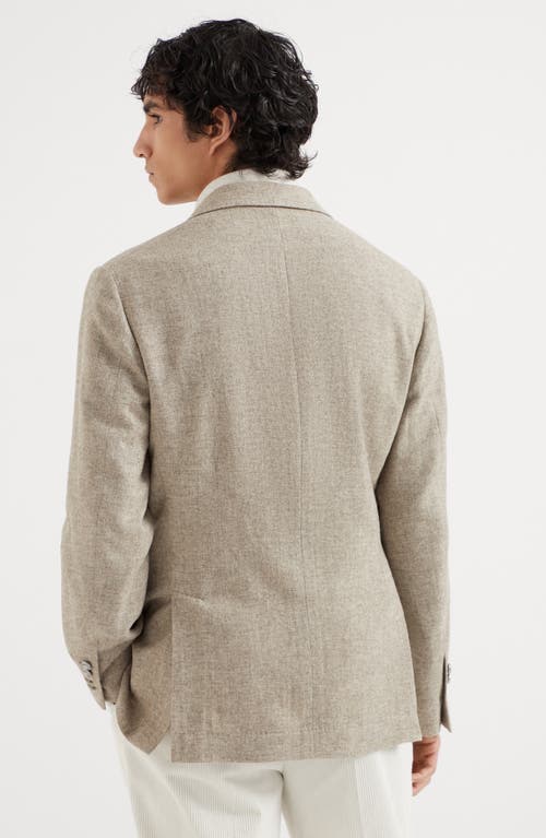 Shop Brunello Cucinelli Yak Deconstructed Blazer With Large Peak Lapels And Metal Buttons In Beige