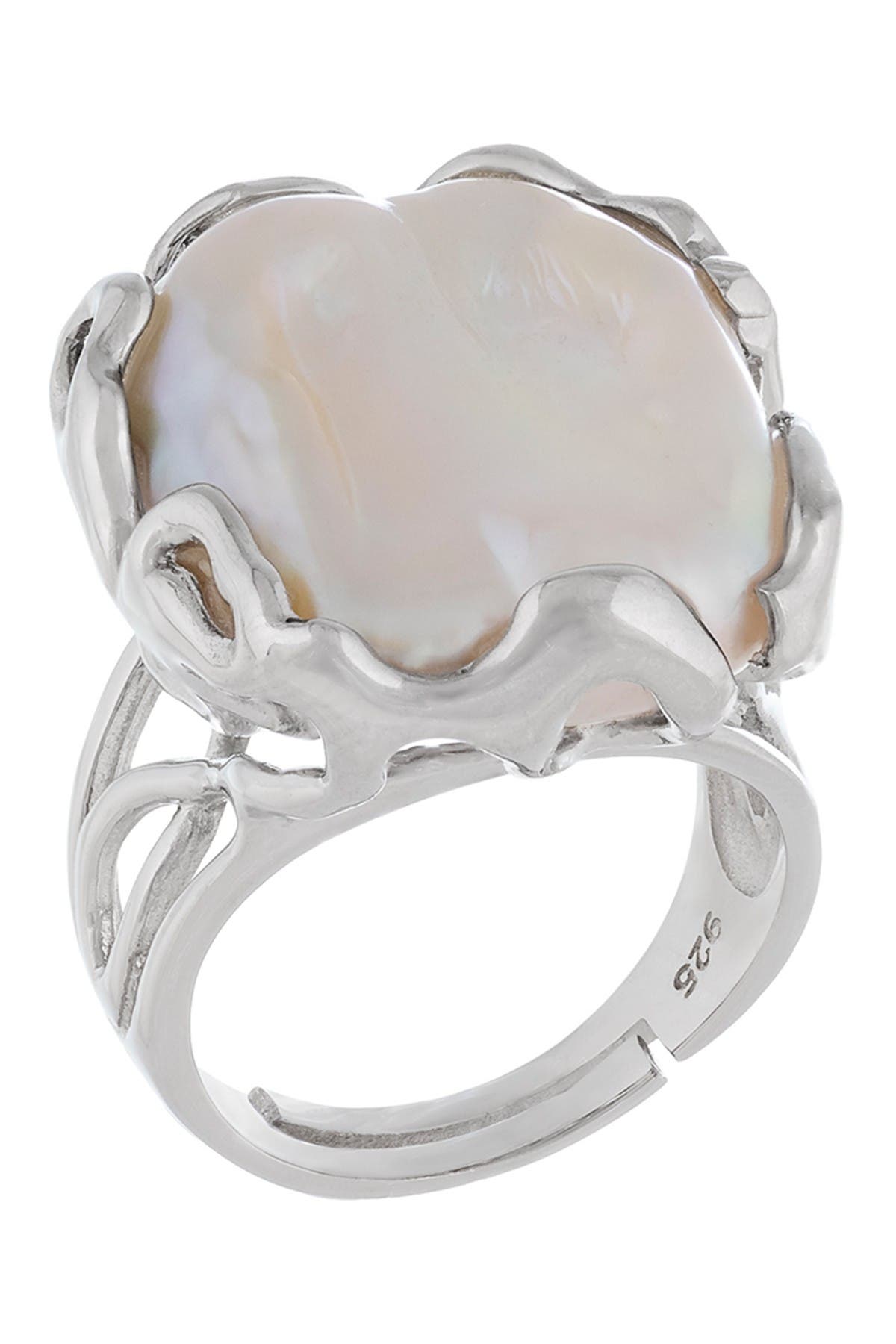 Splendid Pearls Natural White Keshi Pearl Ring