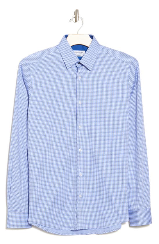 Shop Duchamp Tailored Fit Textured Check Dress Shirt In Blue
