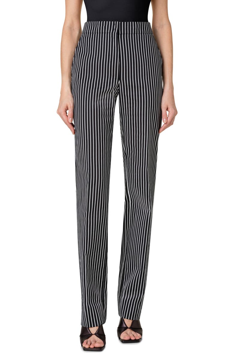 Akris punto Chio Pinstripe Cotton Blend Straight Leg Pants | Nordstrom