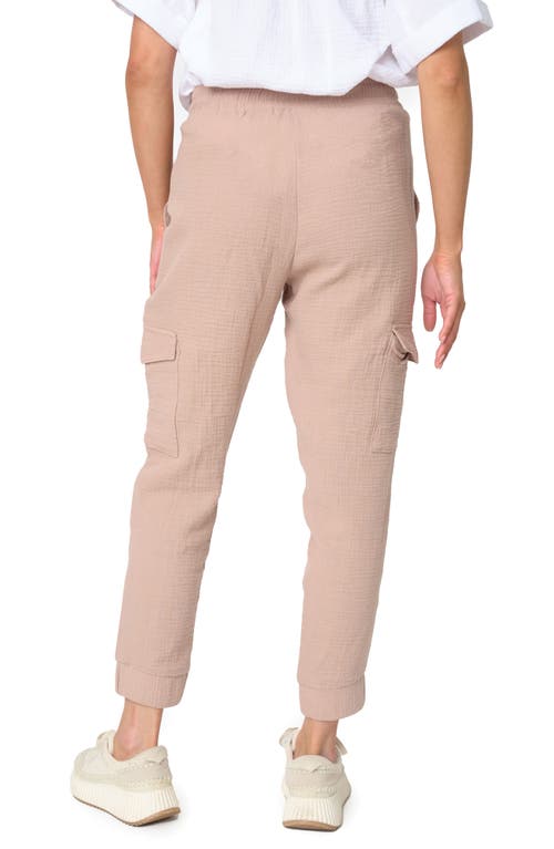 Shop Gibsonlook Essential Cotton Gauze Cargo Joggers In Taupe