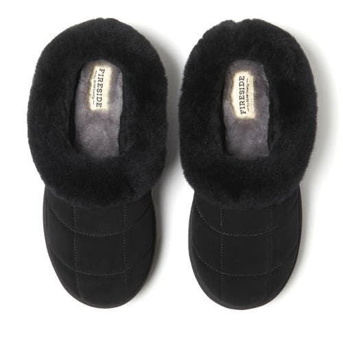 Dearfoams Fireside By Women's Bendigo Genuine Shearling Quilted Platform Clog In Black