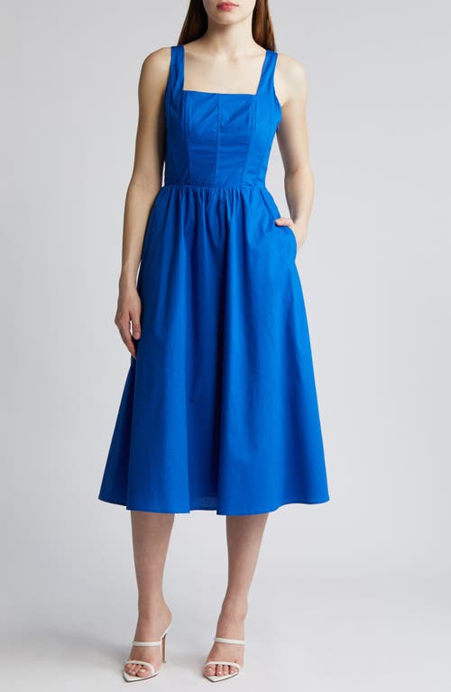 Sleeveless Corset Bodice Dress in Blue Marmara
