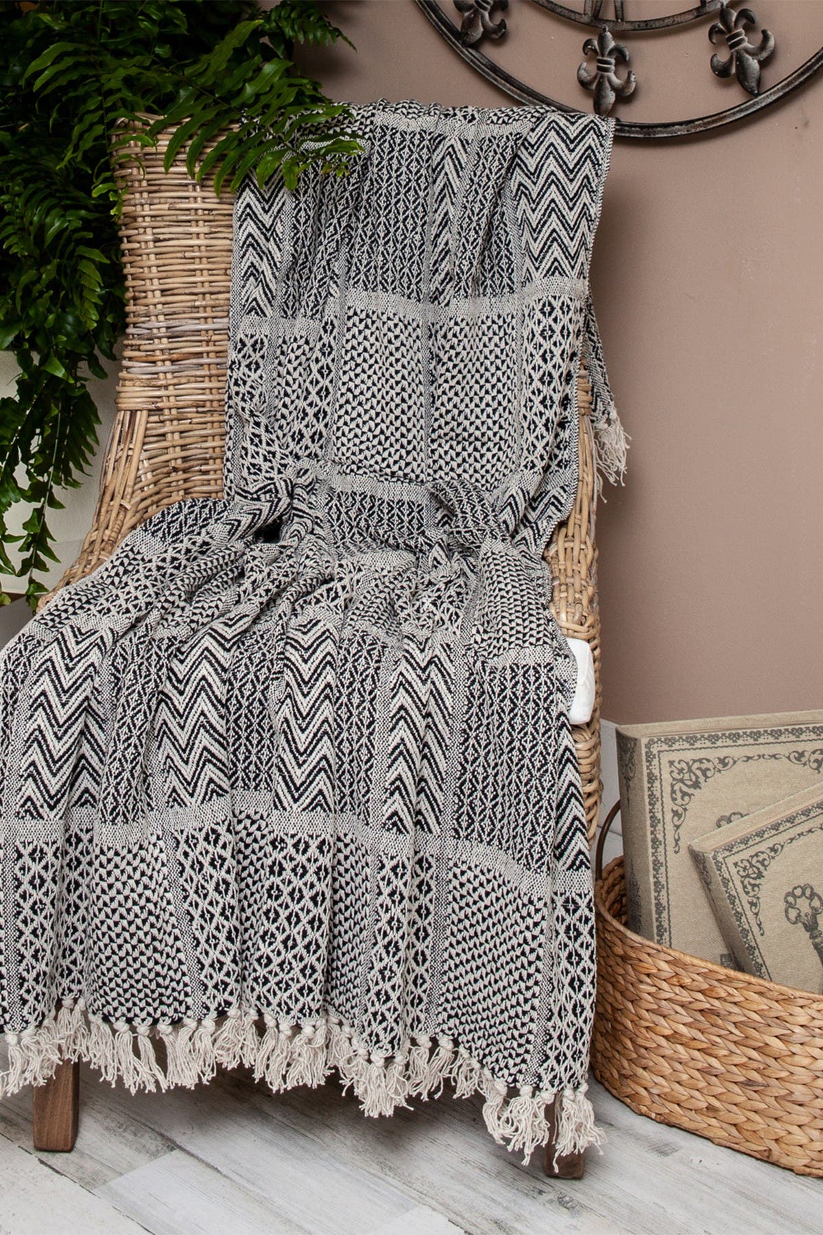 Parkland Collection Shelly Transitional Beige 52" X 67" Woven Handloom Throw