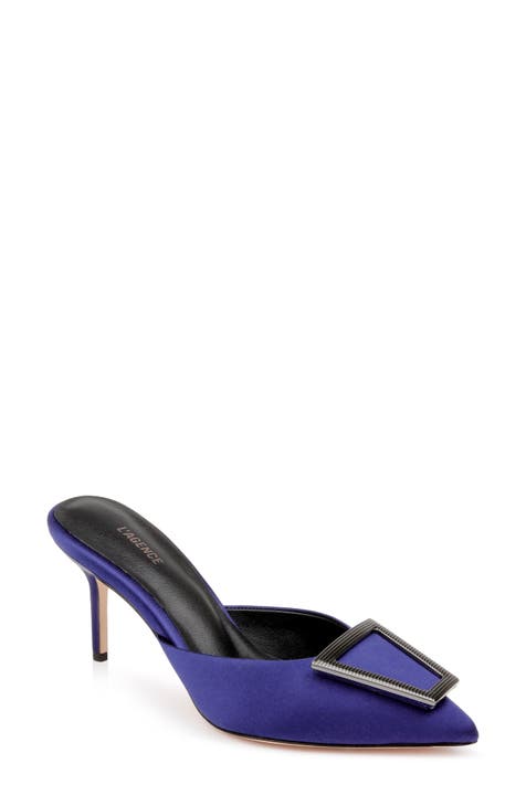 Blue high heel mules best sale