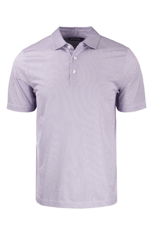 Cutter & Buck Symmetry Micropattern Performance Recycled Polyester Blend Polo In White/college Purple