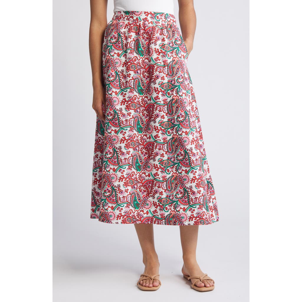 Boden Florence Linen Midi Skirt In Ivory Fantastical