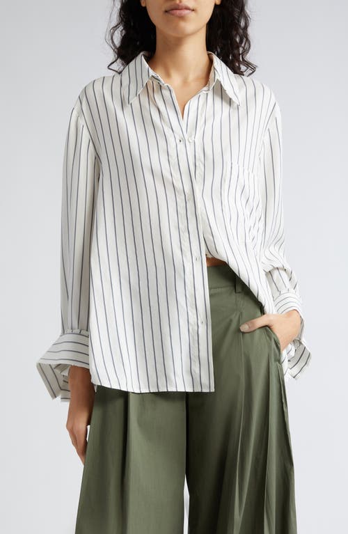 Twp New Morning After Stripe Silk Button-up Shirt In White
