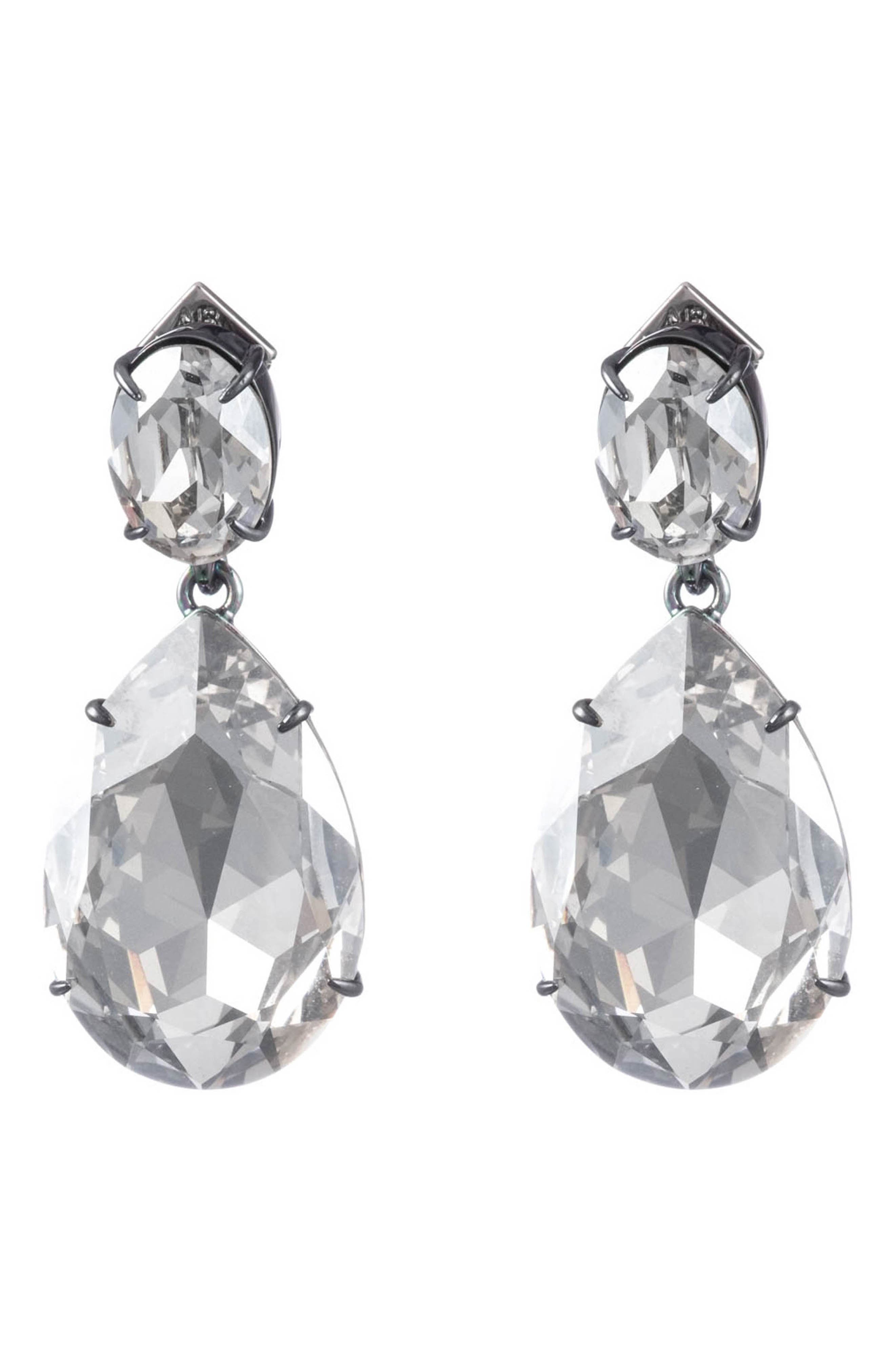 Alexis Bittar Oversized Teardrop Crystal Drop Earrings In Clear